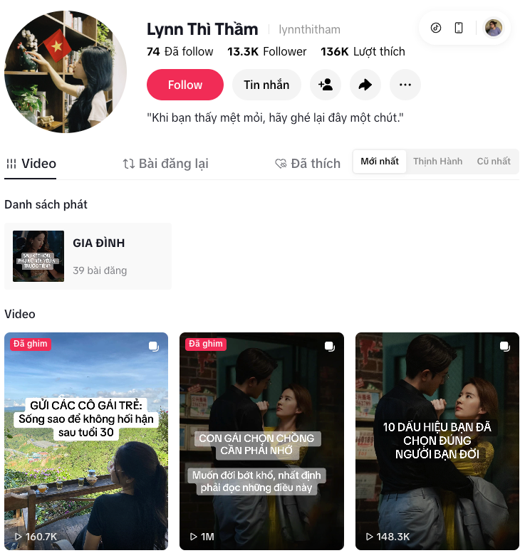 TikTok Lynn Thi Thầm - @lynnthitham